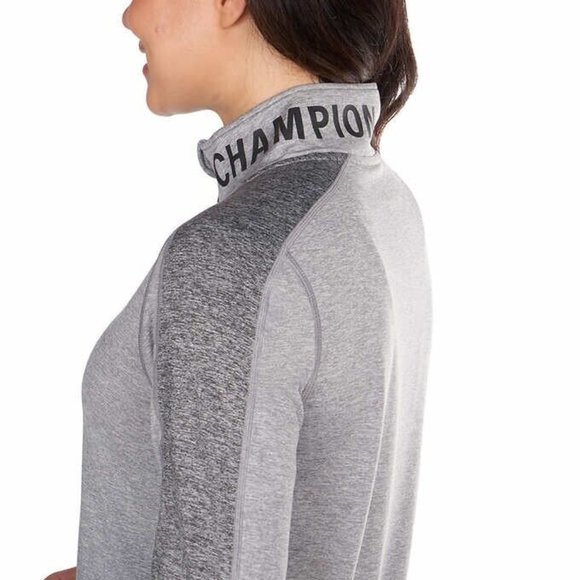 NWT Champion Women's Mock Neck 1/4 Zip Long Sleeve Tee Gray Size XS $60 8D223 - Picture 5 of 5